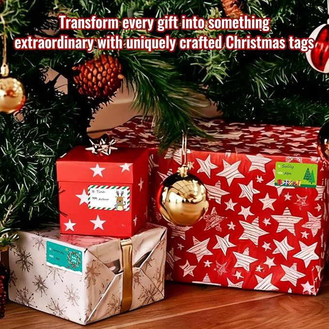 500 PCS Tags - Santa Claus Stickers, Self-Adhesive Cartoon Christmas Tags - Image 5