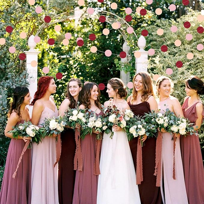 Burgundy Pink Peach Party-Decorations Paper-Garland - 52ft Rose Gold Glitter - Image 4