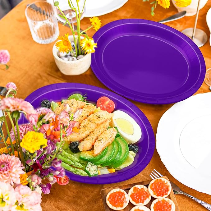 QZYL 50 Pcs Party Decorations, 12.2'' X 10.2'' Oval Large Plates - Image 5