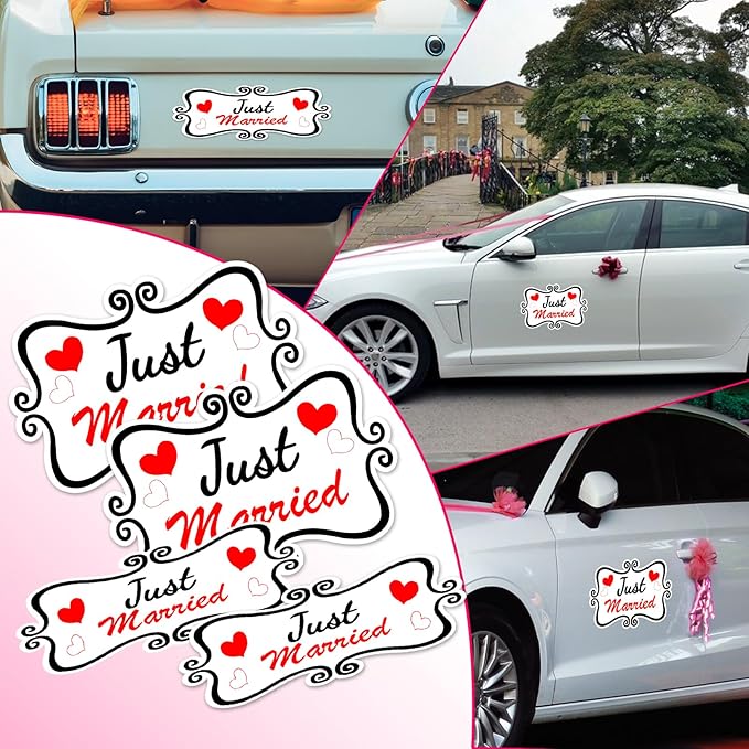 Just Married Car Magnet Set, Marry Me Magnetic Sign - Image 5