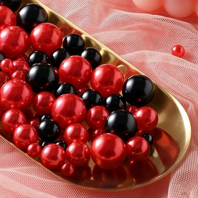 200 Pcs Vase Filler Beads Black and Red Pearl Beads - Image 7