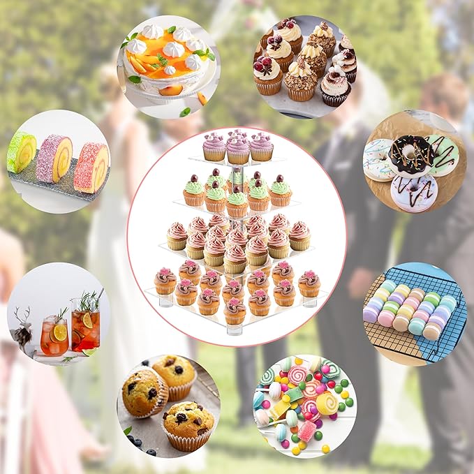 YestBuy 4 Tier Acrylic Cupcake Stand - Image 6