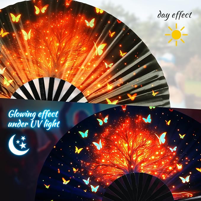 SYNTECSO Folding Hand Fan for Rave, Popping Fan for Line Dancing, Drag Queen - Image 5