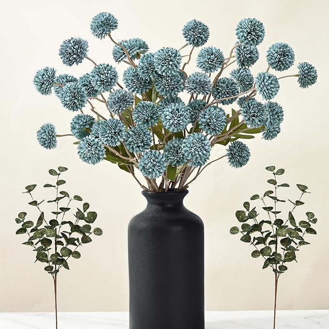 Waipfaru 10pcs Fake Silk Pompon Mum Artificial Flowers, Bulk Faux Mini by Waipfaru