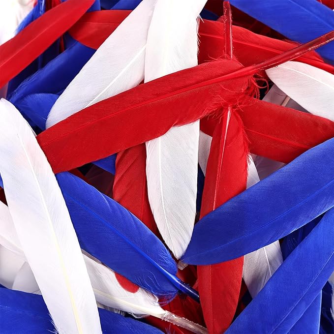 FeelfunFeather 120pcs Colorful Feathers Natural Bulk, 4-6 inch 10-15cm Red Blue - Image 4