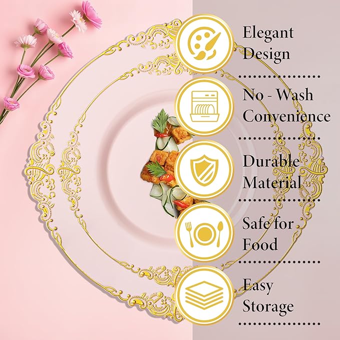 Nervure 350PCS Pink Plastic Plates - Image 9