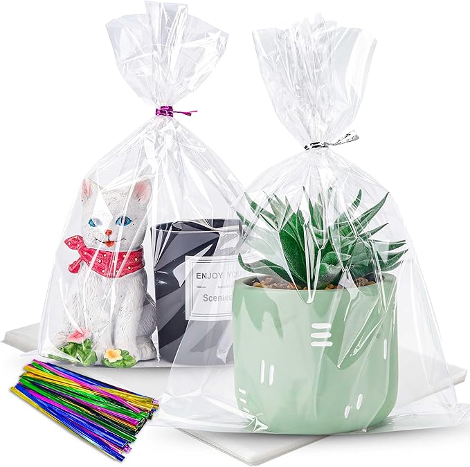 LOKIQNG Cellophane Bags Plastic Gift Bag Clear Cookie Treat Bags by LOKQING