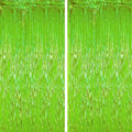 2 Pack Green Iridescent Tinsel Foil Fringe Curtains, Neon Party Decorations by Voircoloria