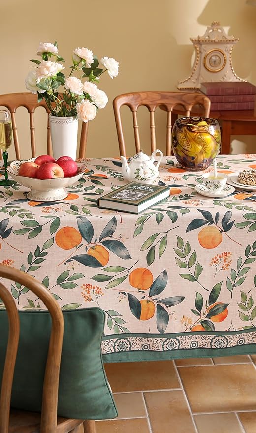 patdrea Designer Vintage Linen Rectangle Extra Long Table Cloth, Framhouse - Image 4