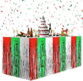 2 Pack Christmas Table Skirts, 29x108" Red & Silver & Green Metallic Foil by Unknown