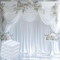 60ftx12ft Wrinkle Free White Backdrop Curtain, 12 Panels 12FT Height White by LeegleriTableSkirt