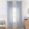 Vision Home Blue Pinch Pleated Semi Sheer Curtains Textured Light Filtering by VisionHome