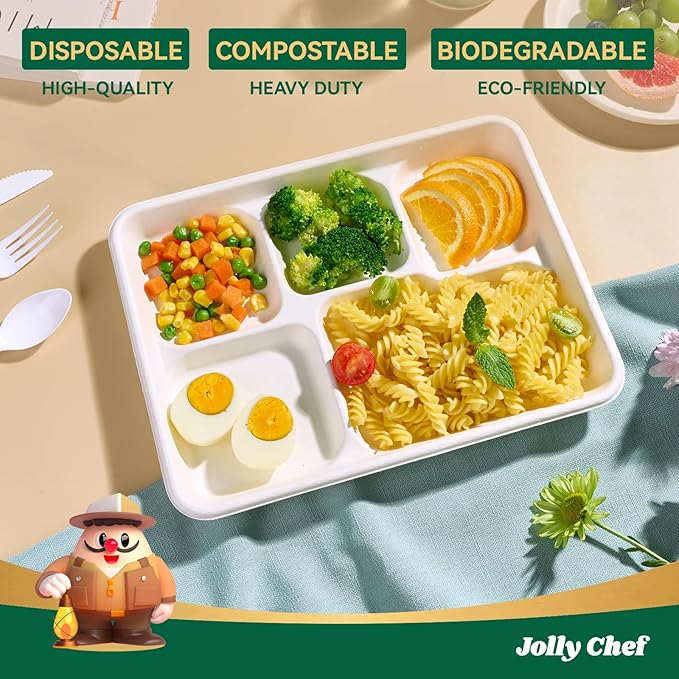 JOLLY CHEF Compostable  Compartment Paper Plates  *   Heavy - Image 3