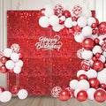 24PCS Red Shimmer Wall Backdrop, Square Sequin Backdrops Panel, Glitter Wall by ZEBMOON