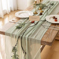 6pcs Cheesecloth Table Runner Sage Green Gauze 120 Inch 10 FT Rustic Boho by KEKETOARRANGE
