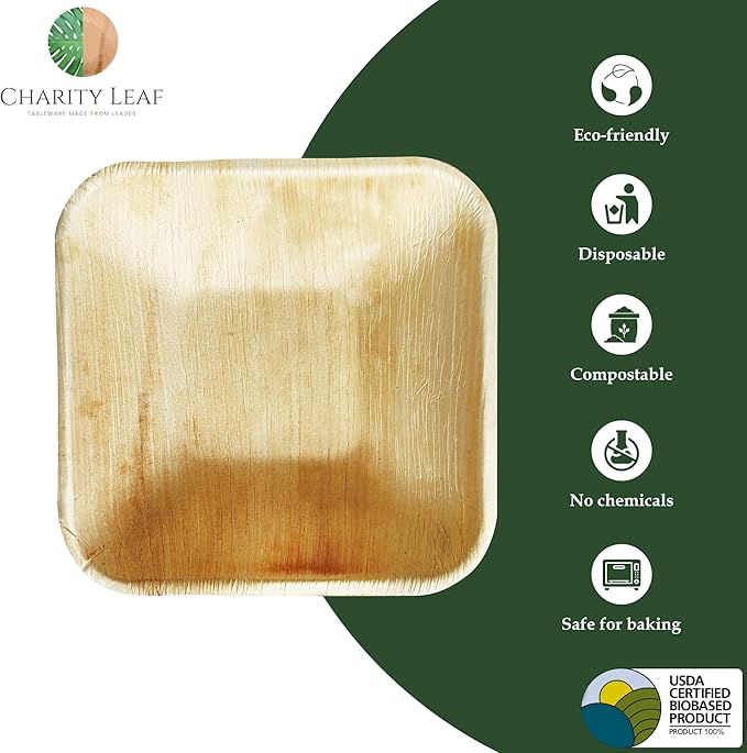 Disposable Palm Leaf 5" Square Bowl Dipping Bowls | Bamboo Like| All Natural - Image 2