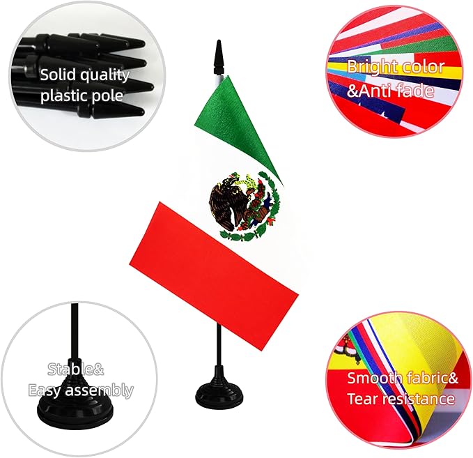 Mexico Desk Flag, 12 Pack Mexican Table Office Flag - Image 3