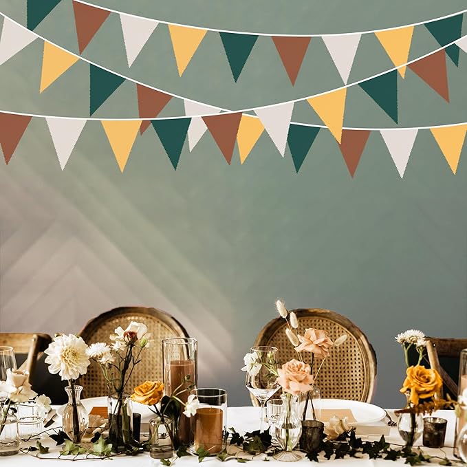 32Ft Green Brown Woodland Party Decorations Fabric Triangle Banner Flag Pennant - Image 4