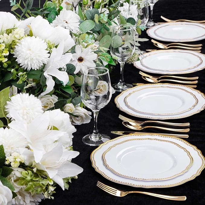 Hioasis 60pcs Gold Plastic Plates - Image 5
