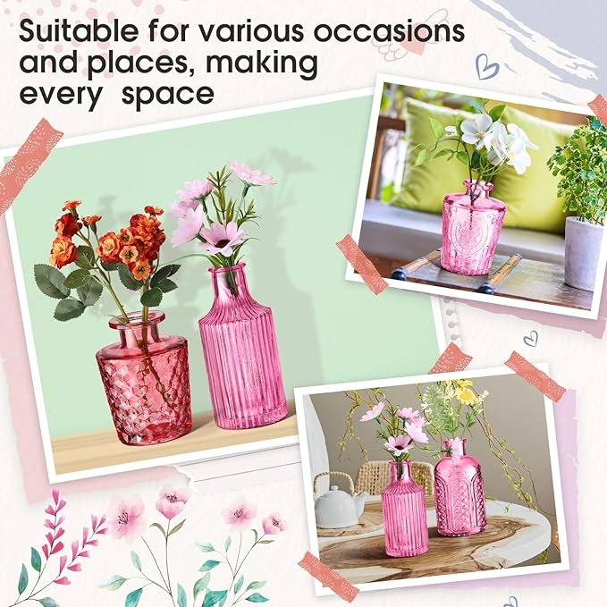 Yaomiao 30 Pcs Vases Bulk Colored Flower Glass Vases Bud Vintage Colored Glass - Image 5