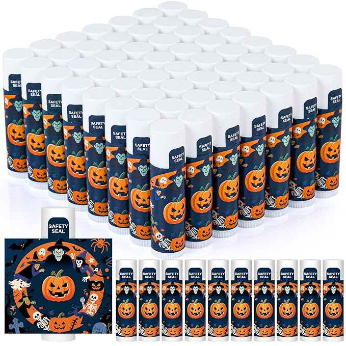 DMSKY 60 Pcs Halloween Lip Balm, Halloween Party Favors Bulk, Halloween Goodie by DMSKY