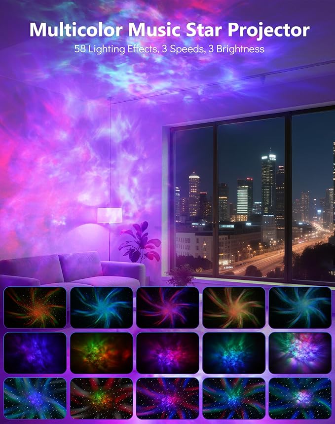 Rossetta Galaxy Projector, 58 Lighting Effects Star Projector Bluetooth Speaker - Image 2
