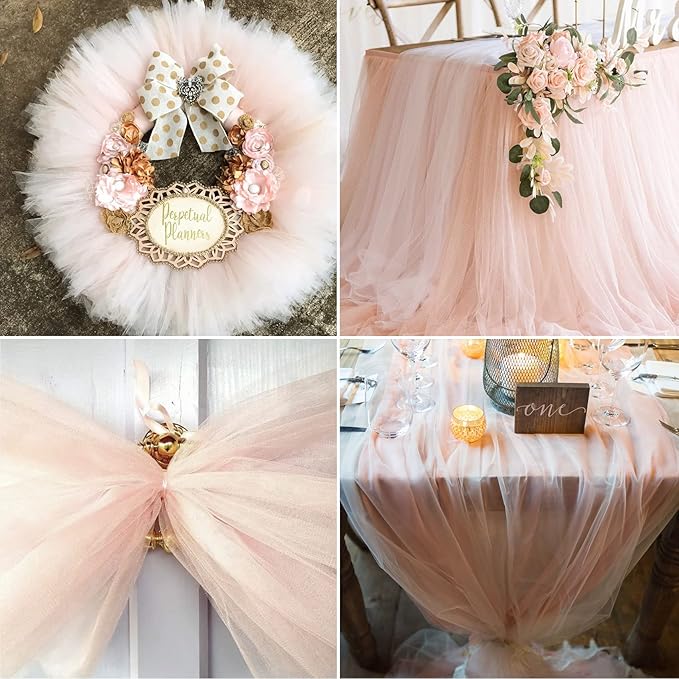 Blush Tulle Fabric Rolls 6 Inch by 200 Yards Fabric Spool Tulle Ribbon - Image 8