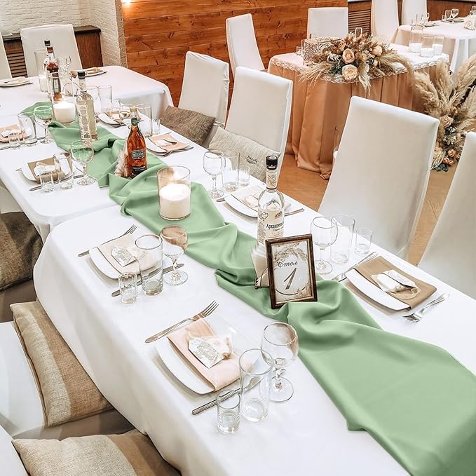 10 Pack 10ft Sage Green Chiffon Table Runners Wedding Table Runner Sheer - Image 5