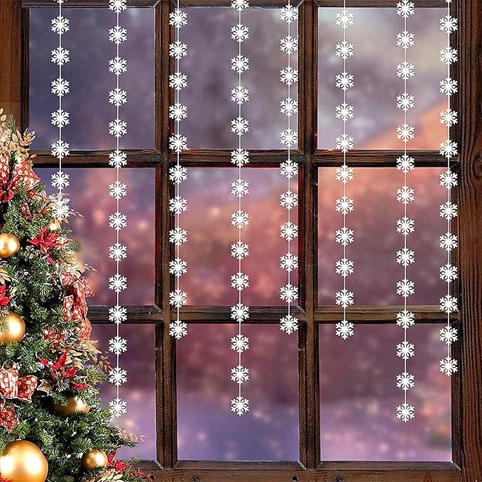 Snowflake-Snow White Christmas Party-Decoration Garland - 52ft Frozen Winter - Image 7
