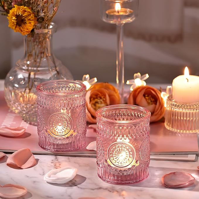 DARJEN Pink Votive Candle Holders Set of 36- Glass Candle Holders Bulk - Image 4
