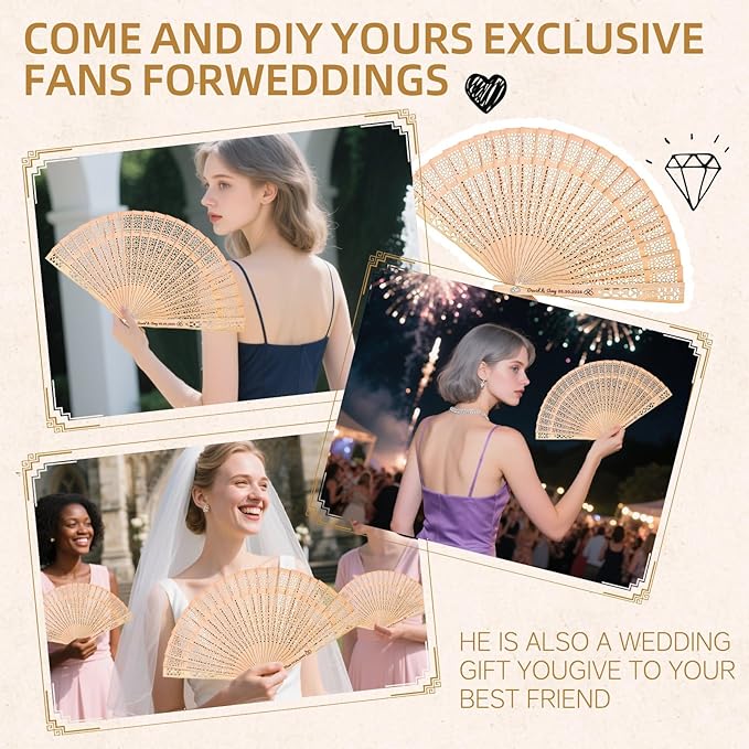 50pcs Personalized Wedding Fans - Image 7