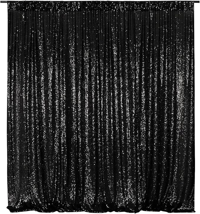 Poise3EHome Black Sequin Backdrop, 20Ft x 10Ft Glitter Photography Background - Image 5