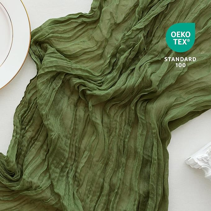 Sioloc 5 Pack Moss Green Cheesecloth Table Runner Fall Autumn Decor - Image 2