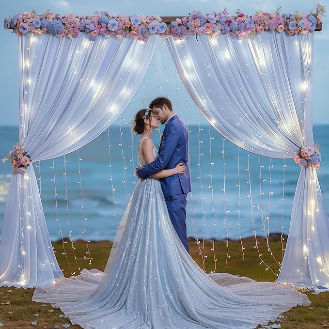 10ft x 10ft Baby Blue Chiffon Backdrop Curtain - Image 9