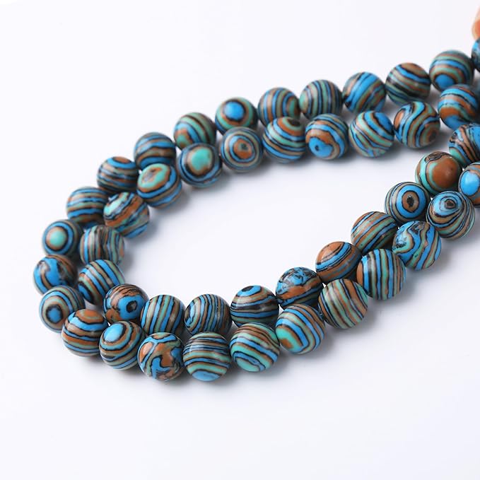 Blue Peacock Turquoise Stone Beads Gemstone Round Crystal Energy Jade Beads - Image 4