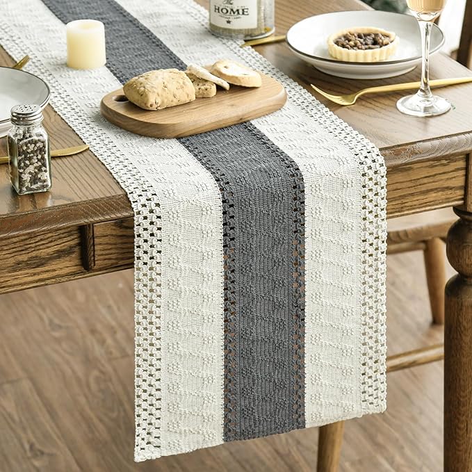 Artoid Mode Dark Grey Farmhouse Rustic Table Runner, Seasonal Holiday Hollow by ArtoidMode