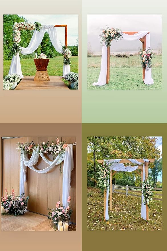 Socomi Wedding Arch Draping Fabric 2 Panels 29" x 19Ft White Sheer Chiffon - Image 5