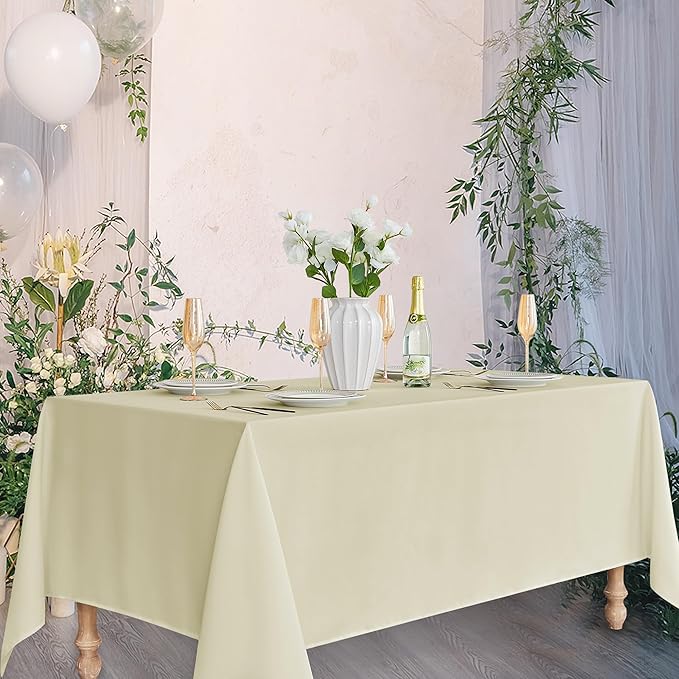 Fitable Ivory Tablecloths for 6-8 Foot Tables, 6 Pack - Image 8