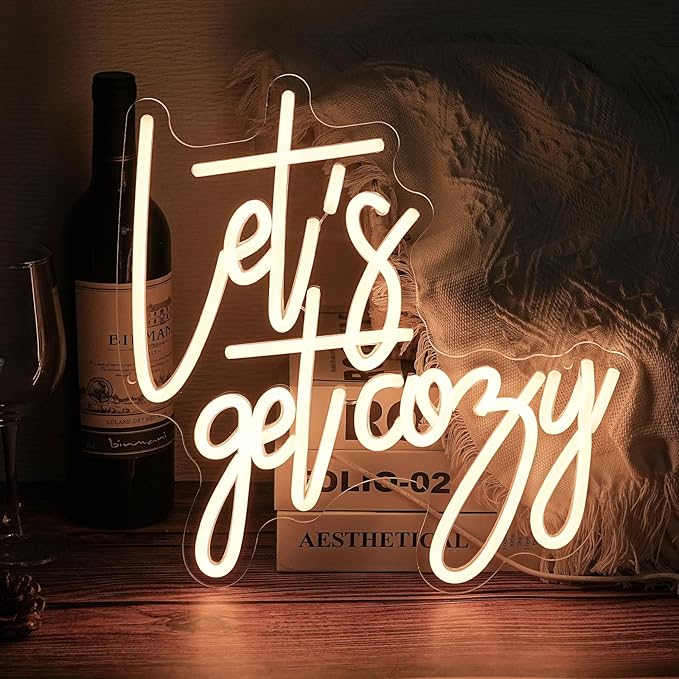 Let's Get Cozy Neon Signs, Wall Decor, Warm White Led Signs Usb Powered - Image 2