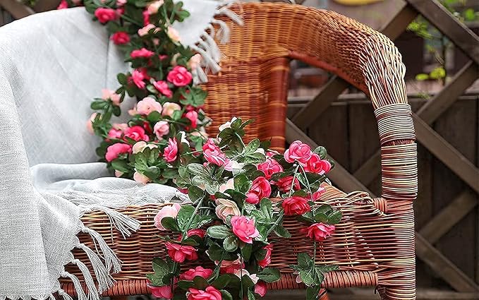 Miracliy 16 Pack 131 FT Flower Garland Decorations Plastic Artificial Flowers - Image 2