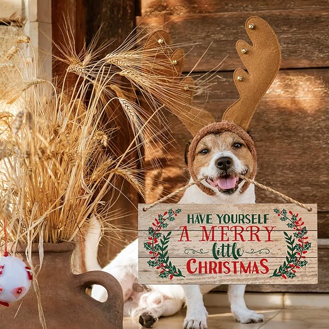Christmas Door Hanging Sign，Big Wall Wood Winter Decorations Signs，Indoor - Image 3