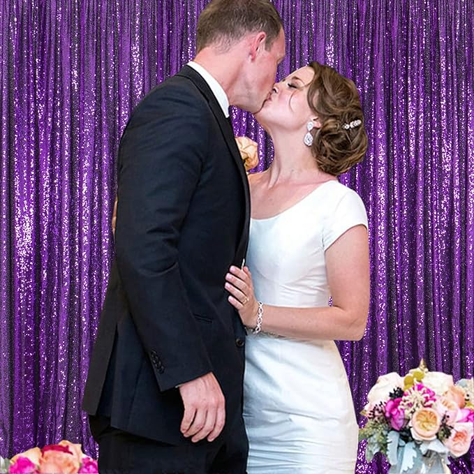 ShinyBeauty 4x10ft Purple Sequin Photo Backdrop - Image 2