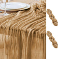 Asee'm 2pcs Cheesecloth Table Runner 120 Inches Long Khaki Boho Gauze Cheese by Aseem