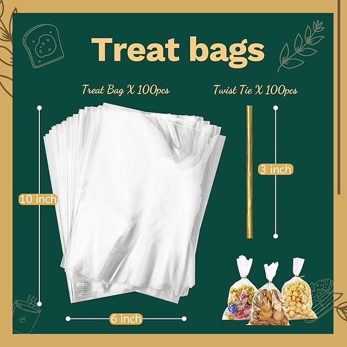 LOKIQNG Cellophane Bags Plastic Gift Bag Clear Cookie Treat Bags - Image 3