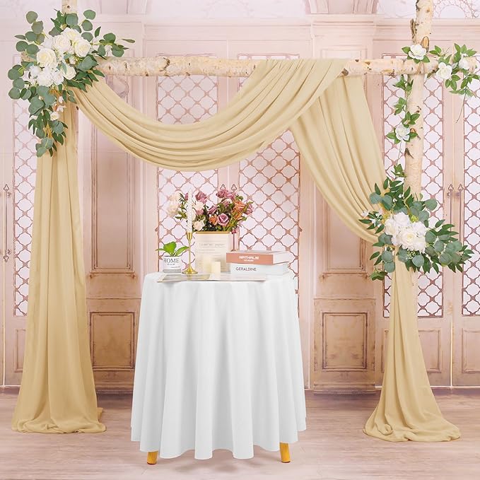 4 Panels Wedding Arch Draping Fabric, Sheer Chiffon Curtain Arbor Drapery - Image 5