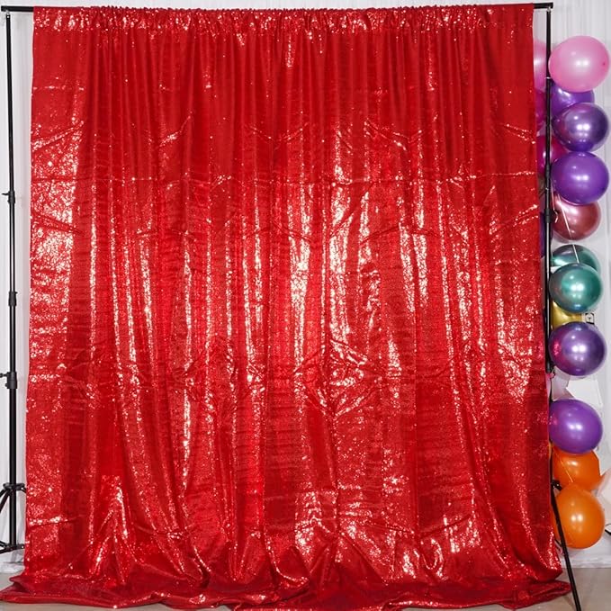 Poise3EHome 10Ft x 10Ft Red Sequin Backdrop, Glitter Thick Satin Sequin - Image 5