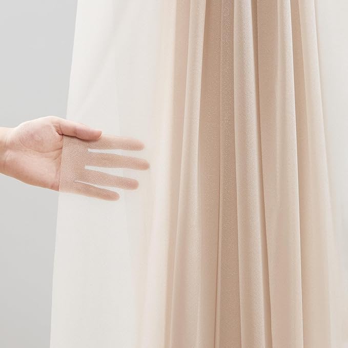 30" x 20Ft Wedding Arch Draping Fabric, 1 Panel Dark Champagne Sheer Curtain - Image 3