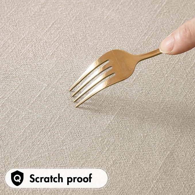 MIULEE Natural Linen Cotton Blend Tablecloth Rectangle, Luxury Waterproof Stain - Image 7