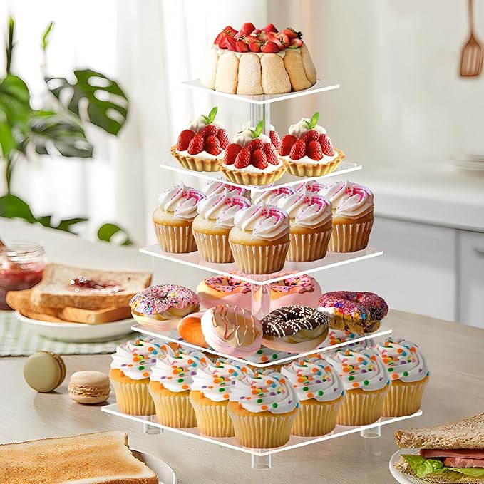 Cupcake Stand for 50 Cupcakes, 5 Tier Cupcake Holder, Large Clear Cupcake Tower - Image 3
