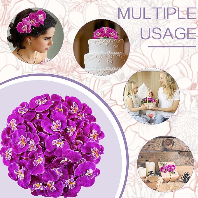 40 Pieces Orchid Petals Artificial Decorations Orchids Heads Flowers Faux Silk - Image 5